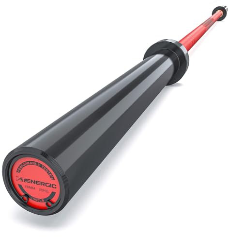 E.T.ENERGIC Olympische Langhantelstange, 2,1 m, 20,4 kg Tragkraft, 680 kg Kapazität, verfügbar, für Fitnessstudio, Heimübungen, Gewichtheben, Powerlifting für 5,1 cm olympische Platten, Schwarz und