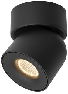 Aisilan Single Spotlight in Matt Black, Adjustable 360° Spot Light Indoor 7W 3000K Warm White LED Modern Rotatable Individual Spotlights for Ceiling or Wall Mounted