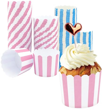 Pirottini di Carta, 100 Pezzi, Pirottini per Cupcake Rosa, Carta per Muffin Blu, Per Halloween, Compleanni, Matrimoni, Feste (Motivo a Punti)
