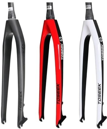 Finoti Fahrradgabel Kohlefaser-Mountainbike-Vorderradgabel 26er 27.5er 29er Tapered 1-1/8-1-1/2-Fahrrad-Festgabel-Fahrrad-MTB-Teile Federgabel (Color : Red 27.5er)