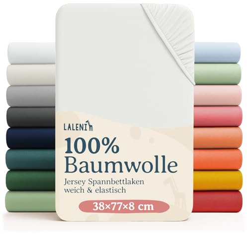 Laleni Jersey Spannbettlaken, 38x77cm, für Baby Beistellbett & Stubenwagen, 100% Baumwolle, Oeko-TEX Zertifiziert, Ivory