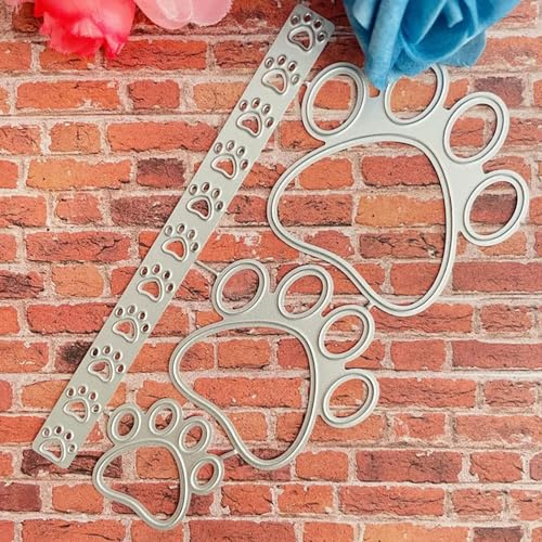 Footprint Frame Metal Die Cuts, Animal Paw Frame Cutting Dies Cut Stencils Card Paper Craft DIY Template Metal Cutting Dies Album Embossing Paper Dies for Card Making Scrapbooking