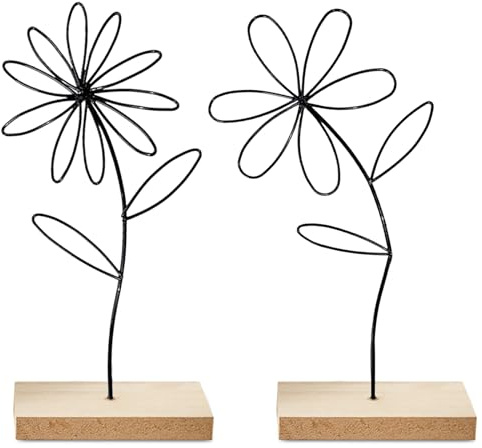 Aufsteller Blume, Dekoaufsteller Blumen Arrangement Ornamente Schwarz | Metallring Blumen Dekoring, Natur Draht Frühling Deko Tischdeko Frühling Figur Wohndeko, Hinstellen und Verschenken