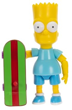 The Simpsons Camisa Azul Bart de 5 Pulgadas con monopatín W4