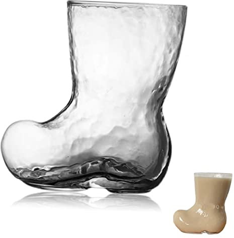 Cabilock Bicchiere Da Stivale in Vetro 380ml, Coppa a Forma Di Stivale Per Birra e Bevande, Tazza Trasparente Per Feste e Decorazioni, Contenitore Originale Per Regali e Eventi