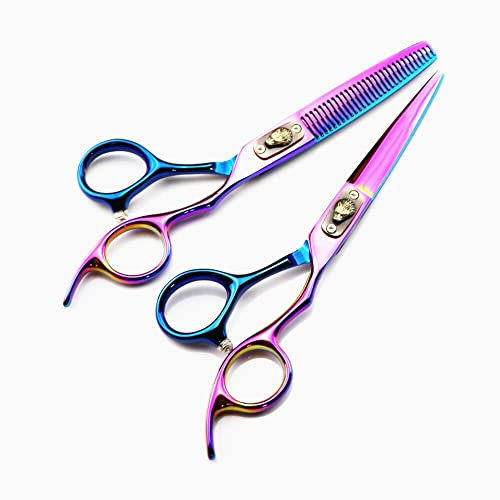 sjdoPulse Haarschneideschere, 6 Zoll, Professionelle 440C-Stahlschere, Wolfsschnitt-Haarschere, Haarschnitt, Effilierschere, Friseurschere, Haarschneidewerkzeuge, Set, B
