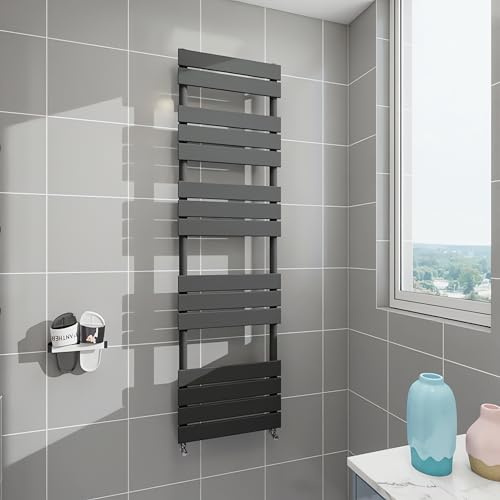 Morden Bathroom Flat Panel Heated Towel Rail Radiator,Wall Mounted Central Heating Ladder Rad 1600X450mm Anthracite