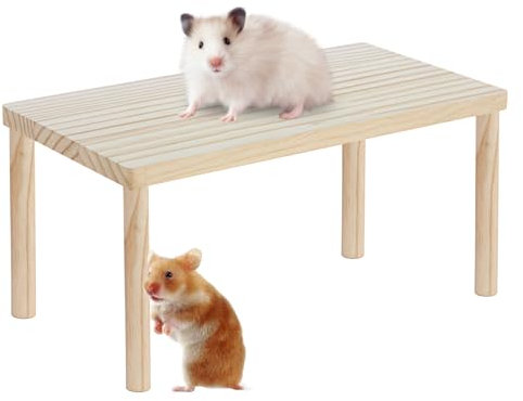 PORFOYO Plattform für Hamster aus Holz, 35 x 18 x 17 cm, Käfigzubehör für Meerschweinchen