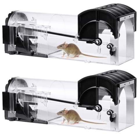 vsshe Trappole per Ratti e Topi, 2 Pezzi Trappola per Topi Premium, Trappoles per topis Riutilizzabile, Trappoles per Topis Umane, Altamente Sensibile per Interni ed Esterni, Rilascio Senza Contatto.