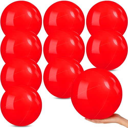 AXBMM Set di 10 palline da spiaggia gonfiabili per bambini, 30,5 cm, per feste estive in piscina, attività all'aperto e decorazioni di compleanno (10 pezzi, rosso)