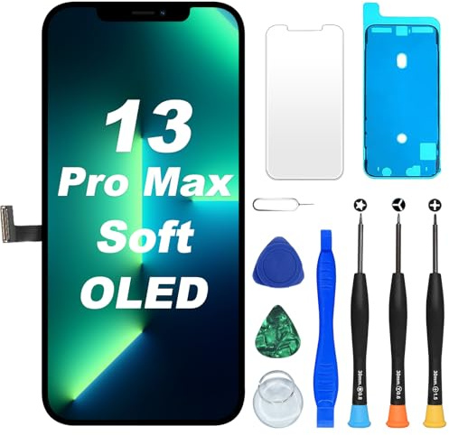 DIGI4U Écran pour iPhone 13 Pro Max Soft OLED, 6,7 Pouces FHD 120 Hz 3D Touch True Tone COP Remplacement avec Kit de Réparation, Film Protecteur et Adhésif Étanche