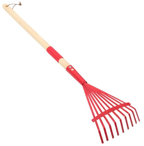 TOYANDONA Rastrillo De Madera Extraíble para 2 Unidades para Hojas Nivelar Césped Pequeño Y Desmontable De Mano para Deshierbar Al Aire Libre con Mango De Hierro Rojo