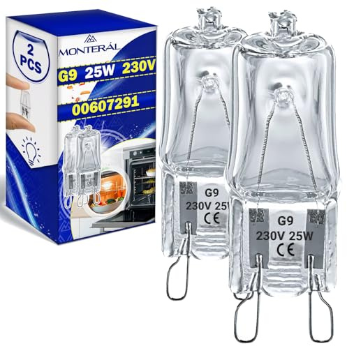 2 x Halogen Backofenlampe G9 25W 300°С 00607291 für Bosch für Siemens