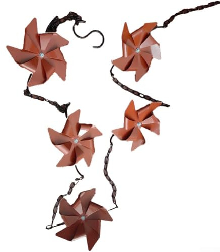 ZWEquipint Chaîne de pluie en métal pour moulin à vent de 2,5 m, tuyau de descente de jardin, inverseur d'eau extérieur, pour maison, avant-toit, terrasse, décoration de gouttière, rouge