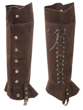 Erwachsene Stiefelstulpen Unisex 1 Paar Mittelalterliche Gamaschen Stiefel Pirate Stiefelüberzieher Mittelalter Vintage Wikinger Ritter Schuhe Abdeckung Kunstleder Beinabdeckung für Cosplay Halloween