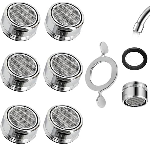 Perlatoren für Wasserhähne Set, 6 Stück M24 Innengewinde Strahlregler & Wasserhahn Sieb, Metall & ABS, inkl. Dichtungen, Wasserspar-Einsatz und Filter für Küche & Bad, verhindert Spritzwasser