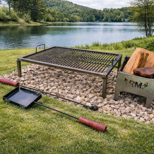 Parrilla Argentina de Lujo - Parrilla Argentina - Barbacoa Parrilla Asado - Parrilla Sor Pampa - Bacalao 14 + brasero desmontable + herramientas de fuego, tamaño 61.0 x 40.6 cm