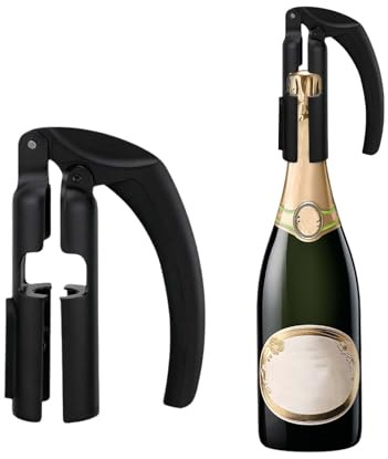 Abrebotellas, Abridor de botellas de vino,Abridor de botellas de champán,Abridor de botellas de aluminio,adecuado para reuniones familiares, bares, la aleación de aluminio es duradera (Negro)