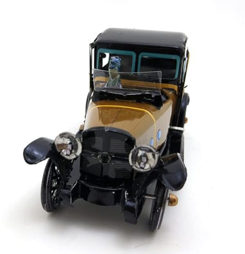 AMEIYUN Wind Up Toy MS806 Spanish Single Classic Car Tin Toy Photography Props Vintage Collectible Kids Gift for Boys Girls Parent-Child Interaction