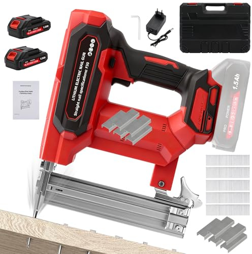 Grapadora/Clavadora Batería, 2 En 1 Clavadora Electrica De Clavos Pistola De Clavos Y Madera Grapadora EléCtrica InaláMbrica Con 2 X BateríAs 1.5ah Y 500 Clavos Y 500 Grapas Para Tapicero De Madera