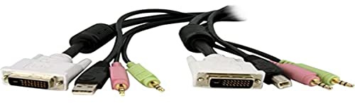 StarTech Cavo KVM DVI-D Dual Link USB 4 in 1, Audio, 1,8m (DVID4N1USB6) | Microfono, Gestione centralizzata tastiera video mouse, Segnale ad alta qualita