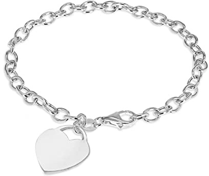Tuscany Silver Damen Sterling Silber 16.8mm x 18.9mm Herz Charm Belcher Kettenarmband