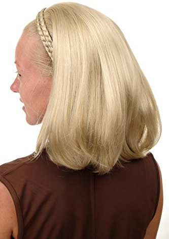 WIG ME UP - 90606+3-22 Mezza parrucca Toupet Nobile Cerchietto intrecciato Altezza spalle Liscia Biondo chiaro