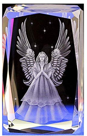 Kristallglas Würfel Engel Neidiao Papier 3D Laser Skulptur Statue Feng Shui Souvenir Handwerk