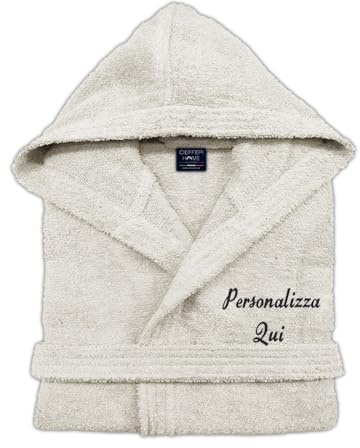 Cieffepi Home Collections Solo Mio Peignoir personnalisé en éponge douce hydrophile de pur coton