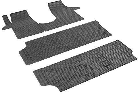 Passgenaue Gummimatten Gummifußmatten RIGUM geeignet für VW T5 Multivan 2003-2015 8 9 Sitzer + Armaturenbrett-Tücher