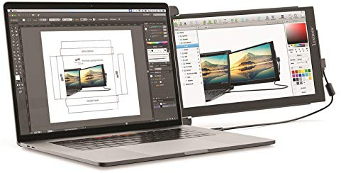 LEXIBOOK x Mobile Pixels, Monitor portátil Trio MAX de 14 para portátiles, Full HD IPS 1080p, Compatible con PC y Mac, USB A/Tipo-C, Pantalla de Doble Monitor con rotación para Trabajar, TRIOMAX