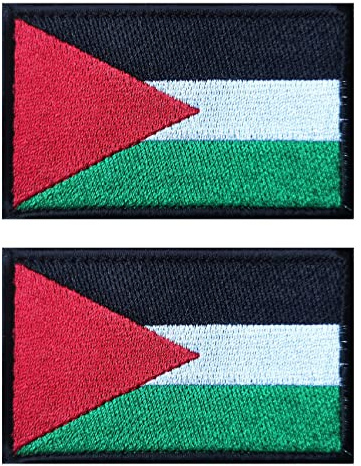 2 st AliPlus Palestina flagglappar broderade taktiska militära morale patch applikation fästkrok och ögla