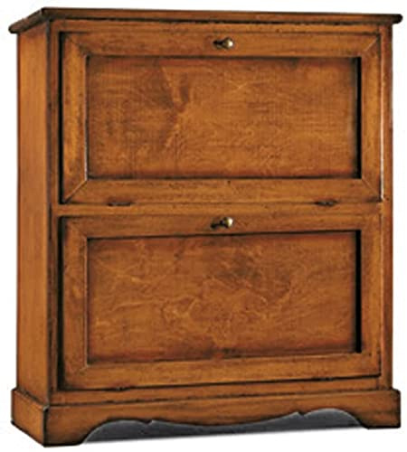 Mar.c.a. Design - Zapatero de madera maciza de álamo y MDF, mueble vertical con puertas abatibles, estilo arte pobre, fabricado en Italia