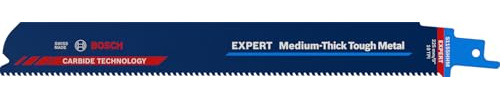 Bosch Professional 1x Expert ‘Medium-Thick Tough Metal’ S 1155 HHM Säbelsägeblatt (für Zäher Stahl, Edelstahlbleche, Länge 225 mm, Zubehör Säbelsäge) | für Zäher Stahl, Edelstahlrohre, Länge 225 mm, Professional Zubehör Säbelsäge