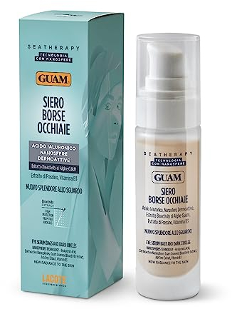 Guam, Seatherapy ögonringar serum, gel ögonkontur serum med hyaluronsyra och bioaktiva algextrakt, tillverkad i Italien, 30 ml förpackning