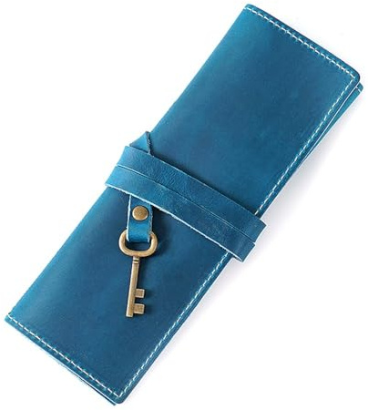 DONGKER Federmappe Leder, Vintage Stiftemappe, Retro Federtasche Schlamperrolle Stifteetui für Damen und Herren zur Schule, Büro und Arbeit