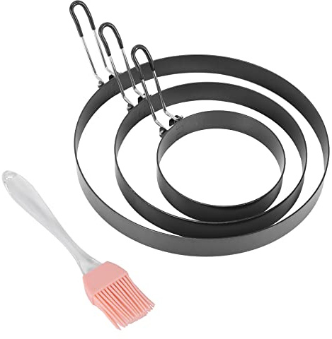 Hausdec Non Stick Egg Rings,4 In&6 In&8 in Pancake Rings,Fried Egg Poacher Egg Cooking Mold with Oil Brush for Egg Omelet Muffin