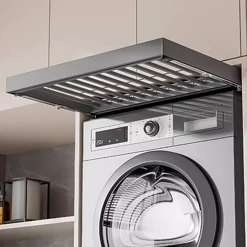 Above Washing Machine Drying Rack Aluminium Alloy Hidden Pull Out Trousers Rack Drawer, Extendable Pants Rack Space Saving Organizer for Wardrobe, Length Adjustable