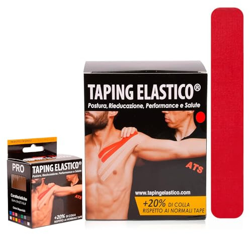 ATS Taping Elastico® Professionelles Tape für Physiotherapie, Kinesiologie und Sport – Rollen 5 cm x 5 m, atmungsaktiv und wasserfest mit +20% Kleber (rot, 1)