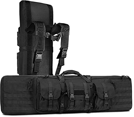 ZAANU Gewehrkoffer Tactical Double Gun Bag Rucksack Soft Padded Tactical Carbine Rifle Bag Pistole Airsoft Sniper Shotgun Long Gun Bag for Storage Transport,Yellow,93cm (Black