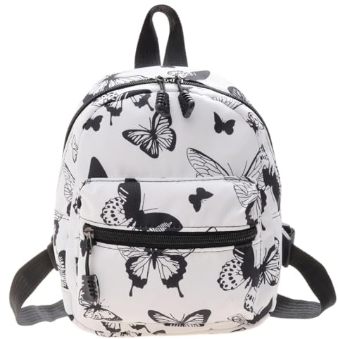 Generic Mini mochila para niñas, bolsa de viaje, mochila escolar con diseño de rayas, pequeñas bolsas de hombro, negro/mariposa, 19x23x10cm/7.48x9.06x3.94in