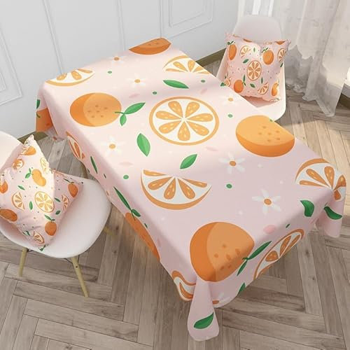 Gartentischdecke Orange Frucht Rosa Tischdecke Outdoor Indoor Wasserdicht Tischdecke Geburtstag Tischdecke Abwaschbar Fleckschutz Party Tischdecke Esstisch Table Cloth(90x90cm)