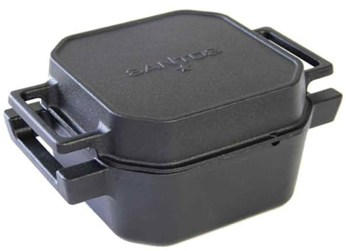 SANTOS Square Dutch Oven mit Deckel - Quadratischer Schmortopf - 9,5L/10Qt Feuertopf - Gusseisen - patentiertes Design - dickwandig, langlebig, robust