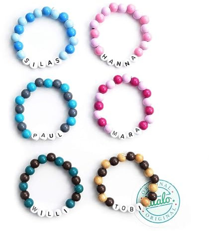 LALALO Baby Armband mit Namen mit Gravur für die Taufe, Foto-Shooting, Geburtsarmband - Namensarmband Taufarmband - Kinderarmband (Blau)