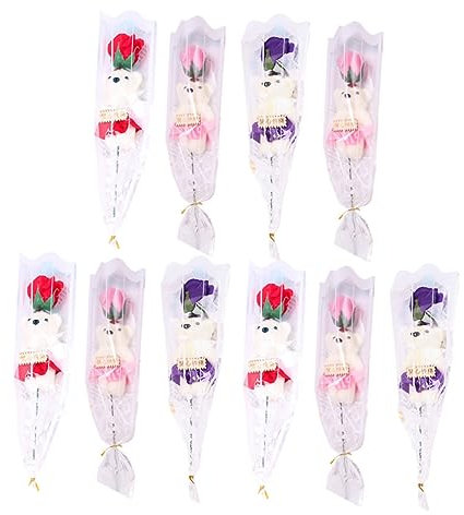 OFFSCH 10 Piezas Jabón de Tocador Forma de Flor y Flor Falsa, Jabón de Tocador Clavel para Regalos Madre Originales, Uso Baño Ambientación Hogar