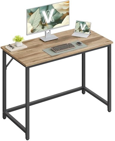 VASAGLE Tisch, Computertisch, Bürotisch, 100 x 50 x 76 cm, für Arbeitszimmer, Schlafzimmer, Wohnzimmer, Kamelbraun-tintenschwarz LWD041K01