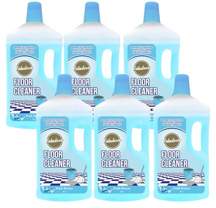 Fabulosa Fragranced All Purpose Floor Cleaner, Floor Surface All Purpose Cleaner, Tackles Dirt, Grime and Stains, Multi Surface and Multi Purpose Floor Cleaner, 6 Pack, 1L, Fresh Breeze