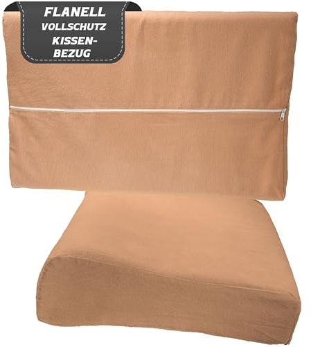KuschelCare Nackenkissenbezug 30x50 cm Flanell Hülle Graubraun | Nackenstützkissen Bezug - 100% Baumwolle Atmungsaktiv mit Reißverschluss -Vollschutz Überzug - für Gesundheitskissen