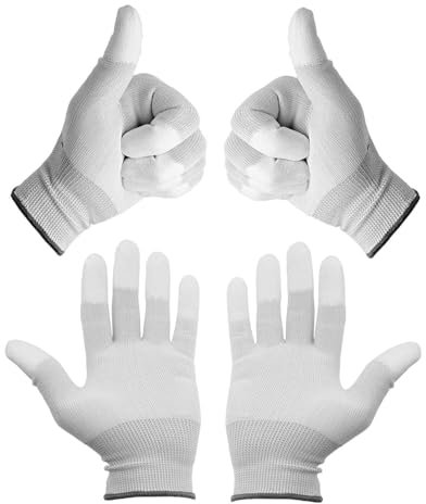 Minadax ESD Guanti antistatici Finger-TIP – 2 paia, taglia S/7 – per riparazione, montaggio e pulizia in elettronica, meccanica di precisione, modellismo, auto e moto