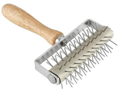 Dough Roller Stainless Steel Spikes, Pizza Pin Puncher for Home and Commercial Kitchen, Sturdy Material Wood, Pastry Dough Tool, Pizza Making Accessories